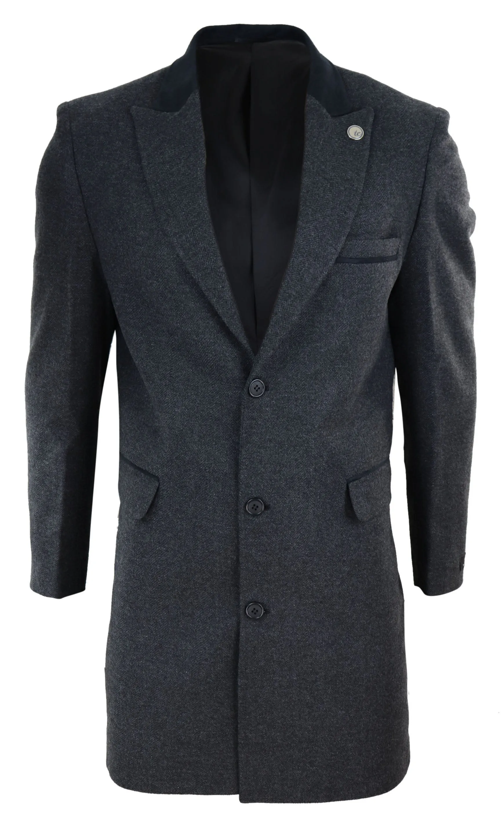 3/4 Long Overcoat Herringbone Tweed Peaky Blinders