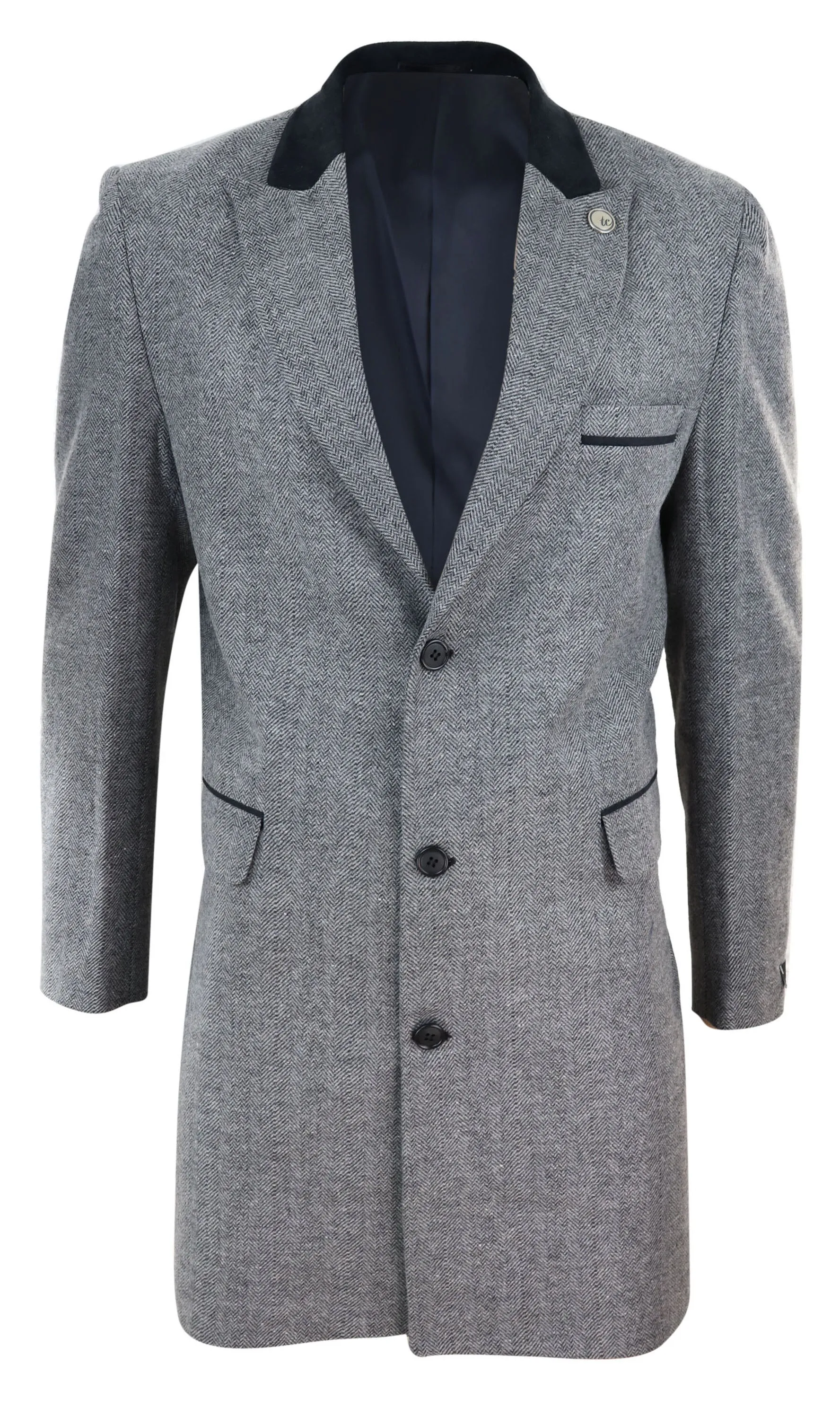 3/4 Long Overcoat Herringbone Tweed Peaky Blinders