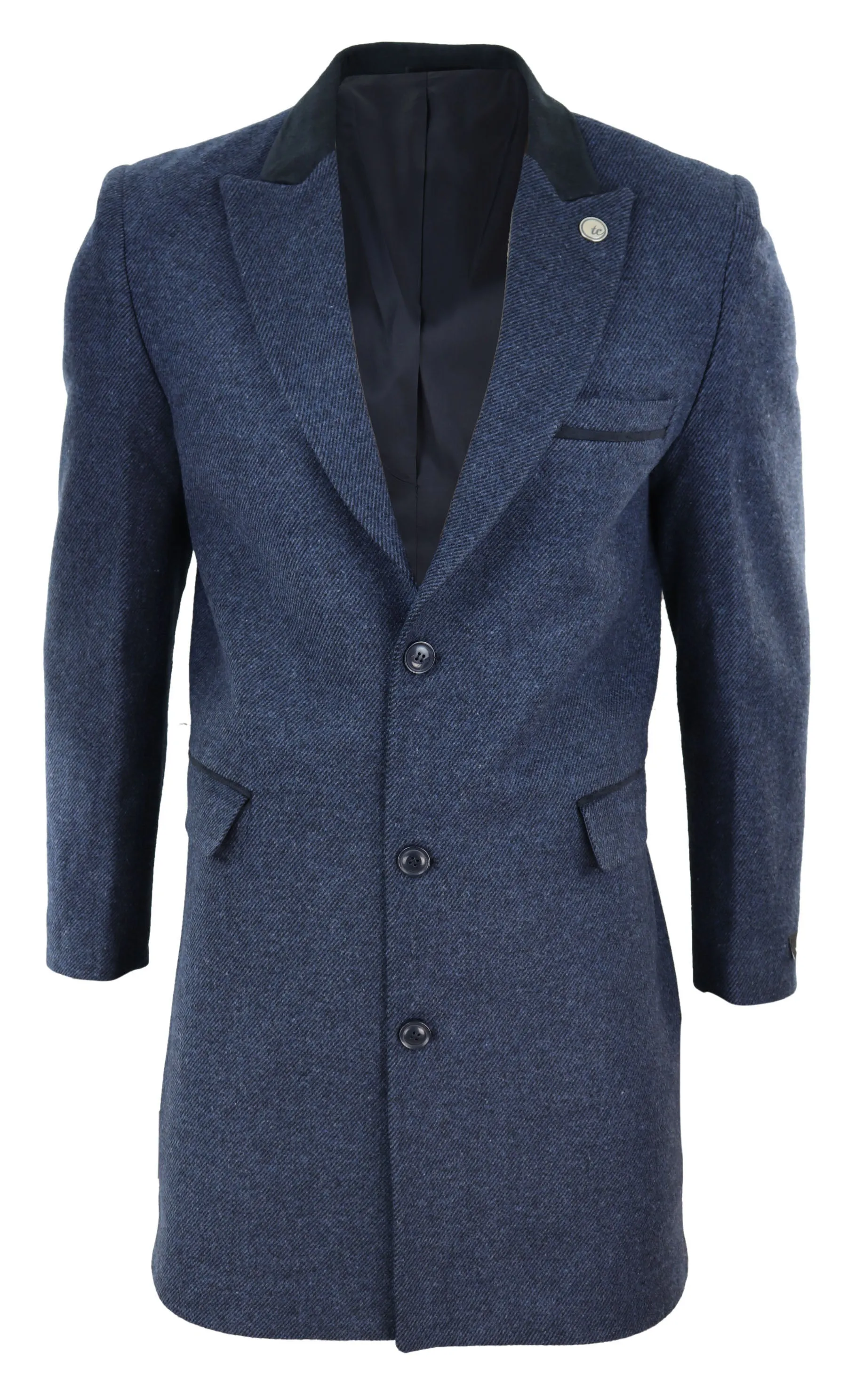 3/4 Long Overcoat Herringbone Tweed Peaky Blinders