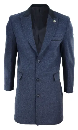 3/4 Long Overcoat Herringbone Tweed Peaky Blinders
