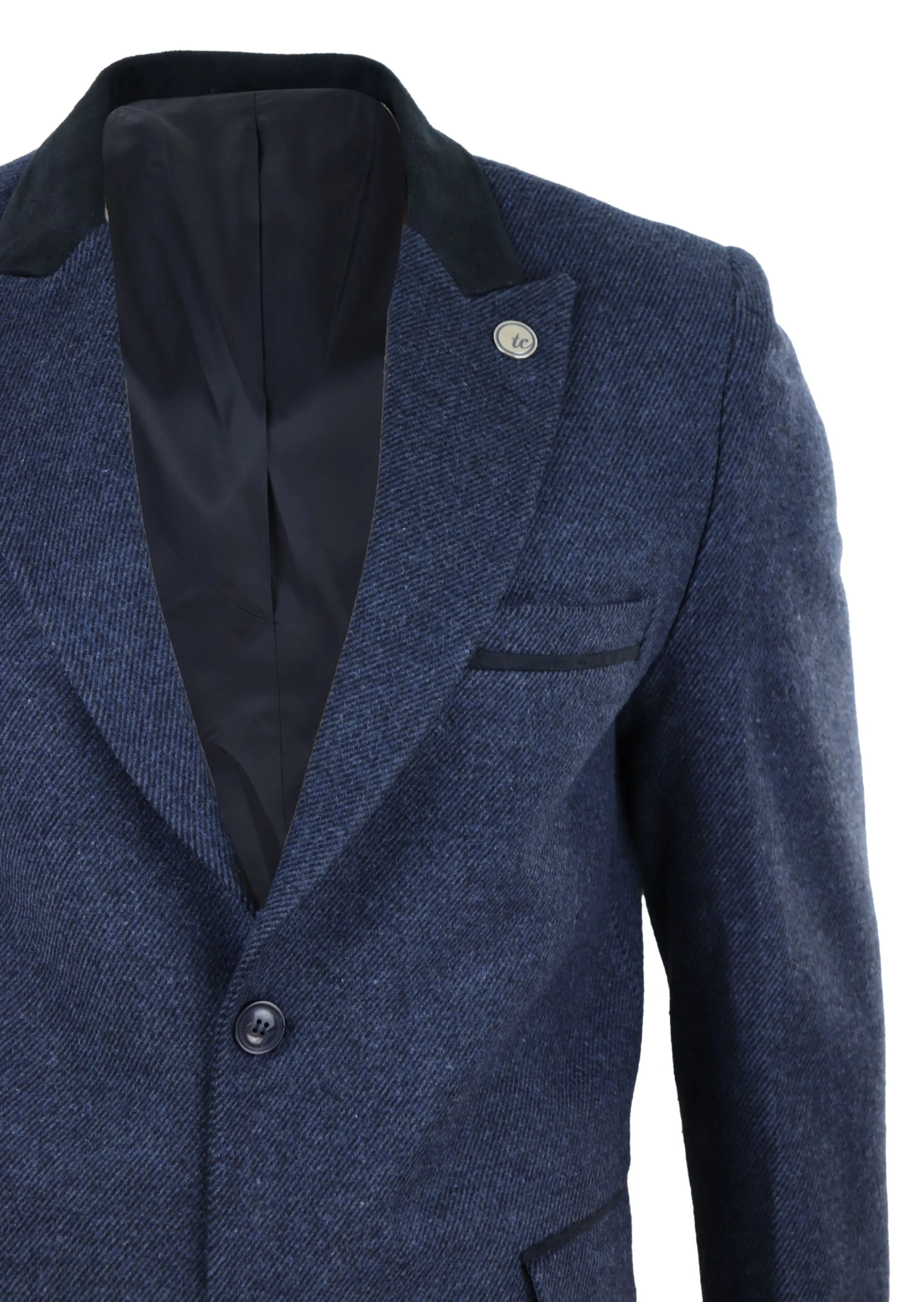 3/4 Long Overcoat Herringbone Tweed Peaky Blinders