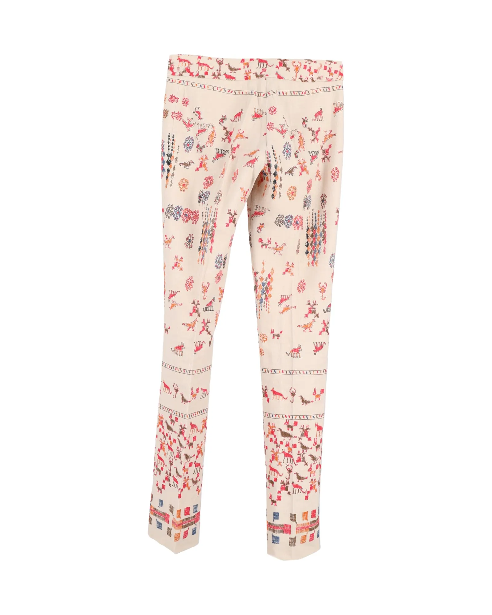 Alberta Ferretti Printed Trousers in Beige Cotton