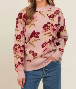Arden Floral Knit Sweater In Blush