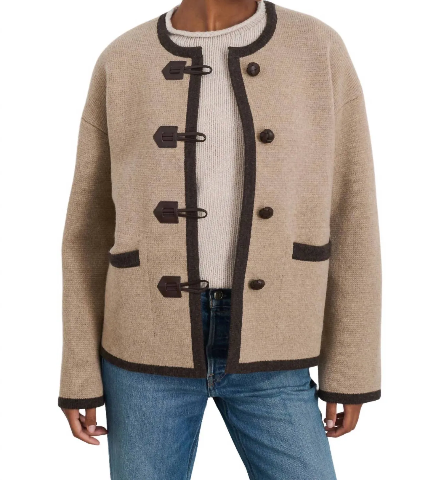 Aubree Sweater Jacket In Oatmeal