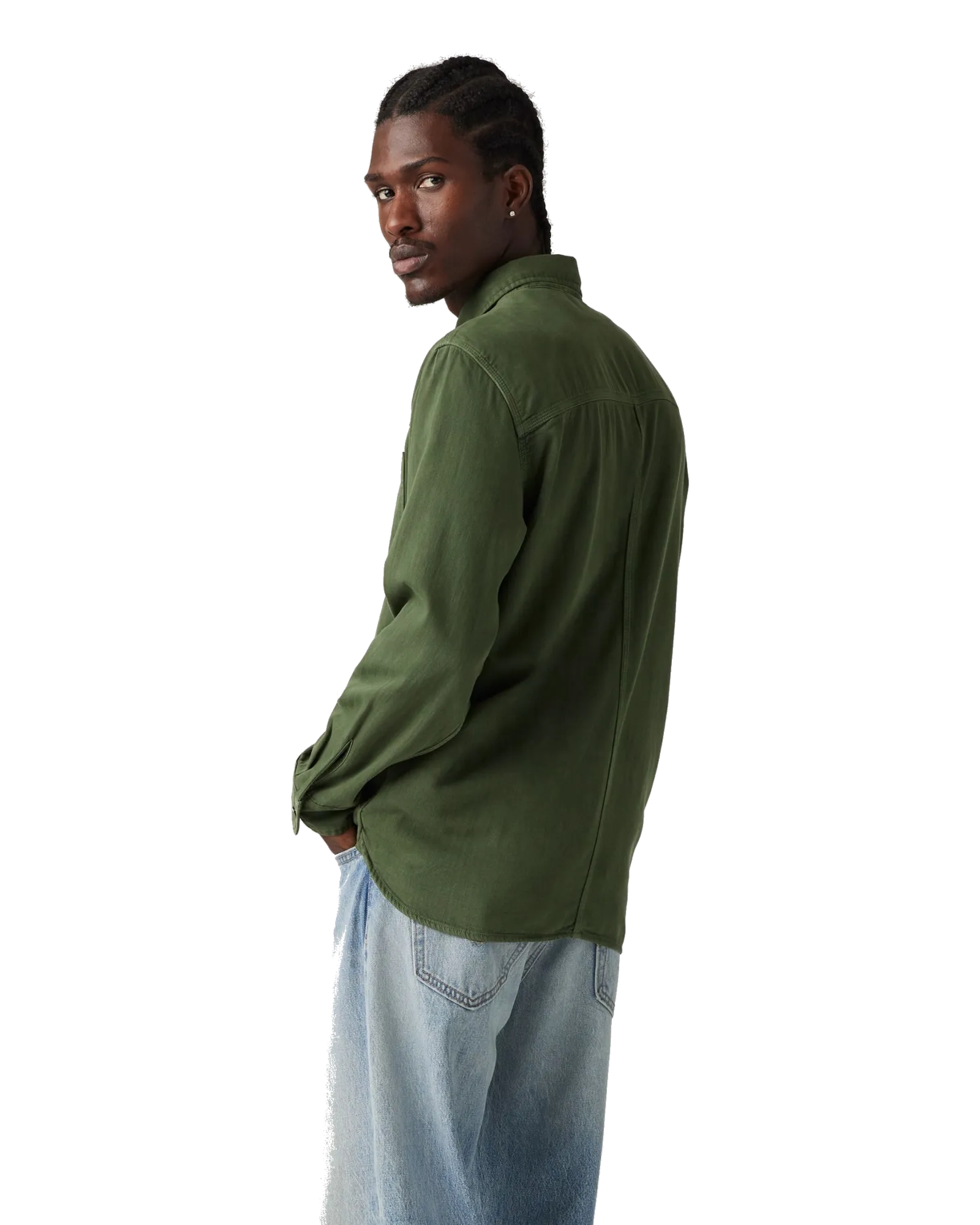 Auburn Worker Shirt in Erick Kombu Green Garment Dye