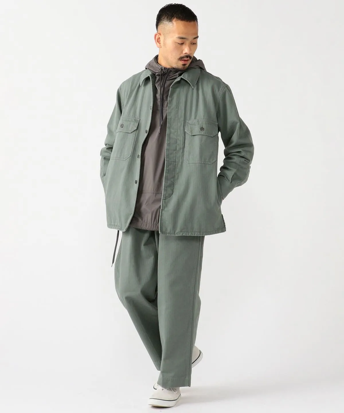 Beams Plus MIL Trousers Herringbone - Sage
