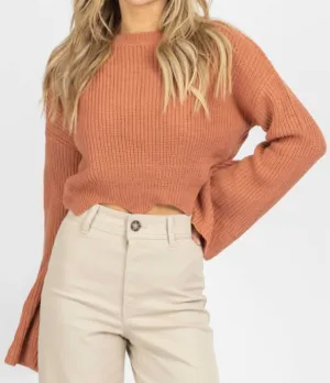 Bell Sleeve Cropped Sweater In Sienna