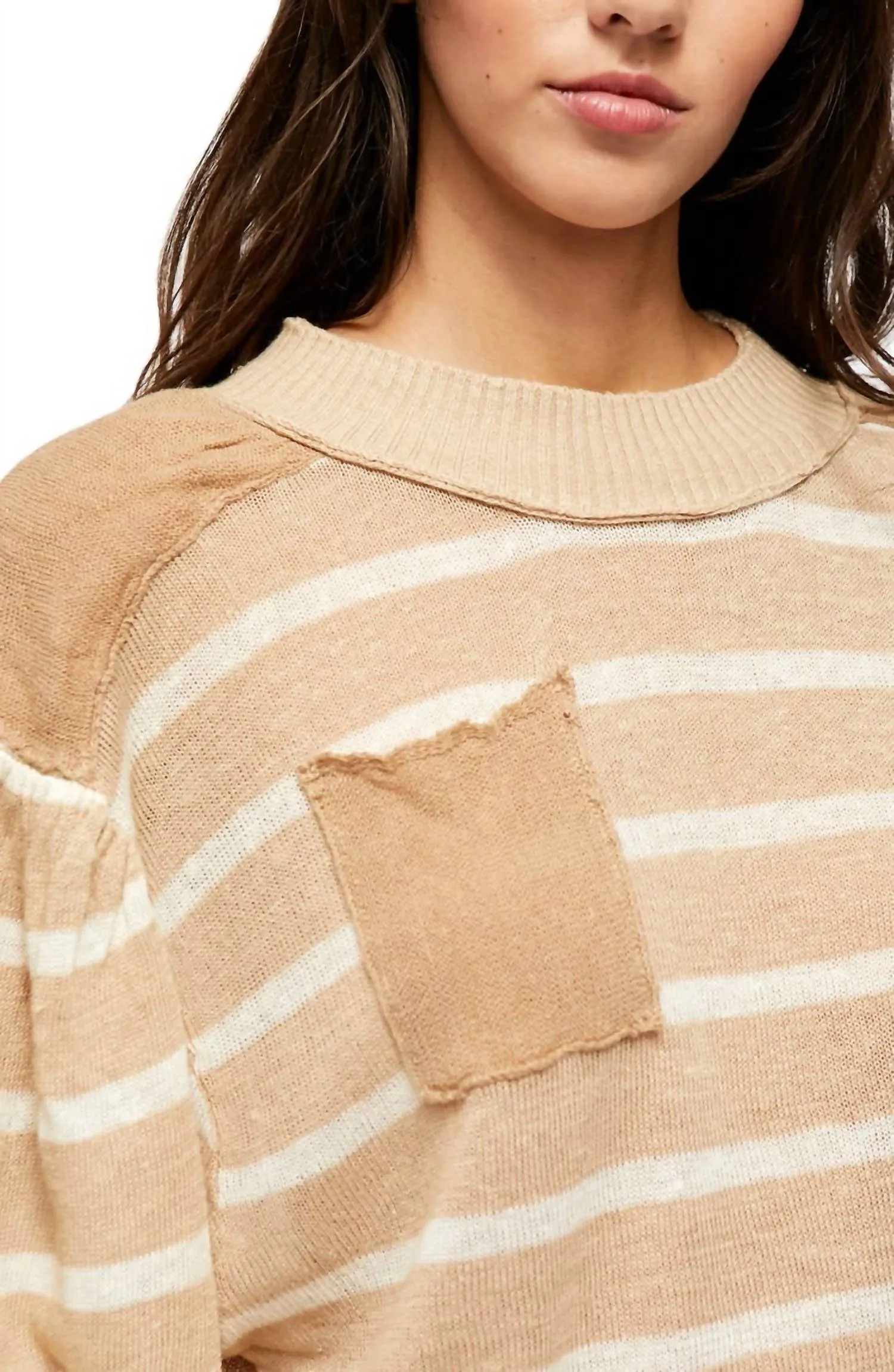 Between The Lines Stripe Sweater In Birch Bark Combo