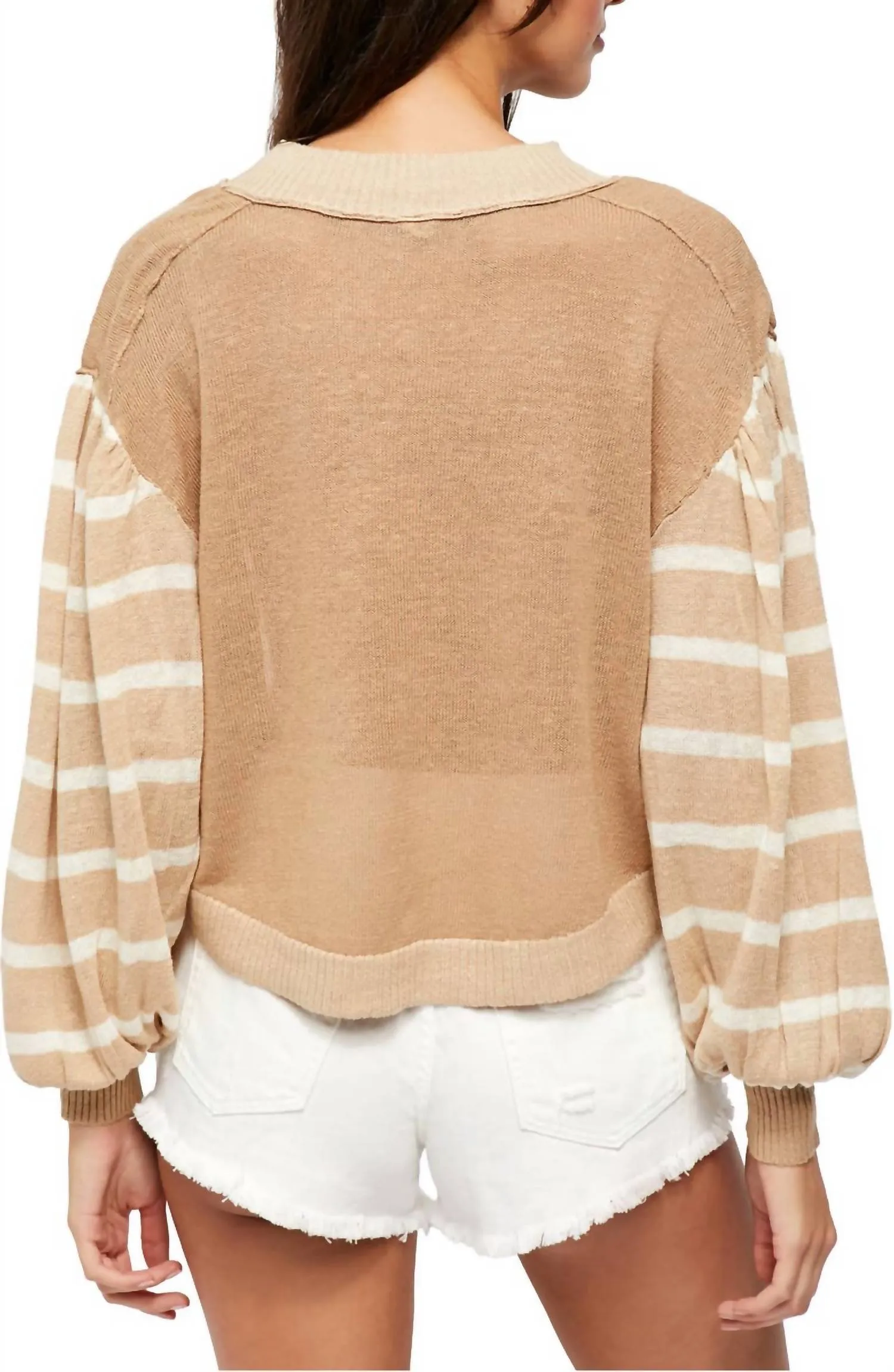 Between The Lines Stripe Sweater In Birch Bark Combo