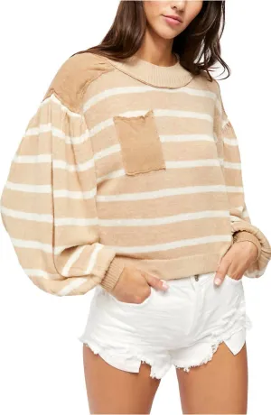 Between The Lines Stripe Sweater In Birch Bark Combo