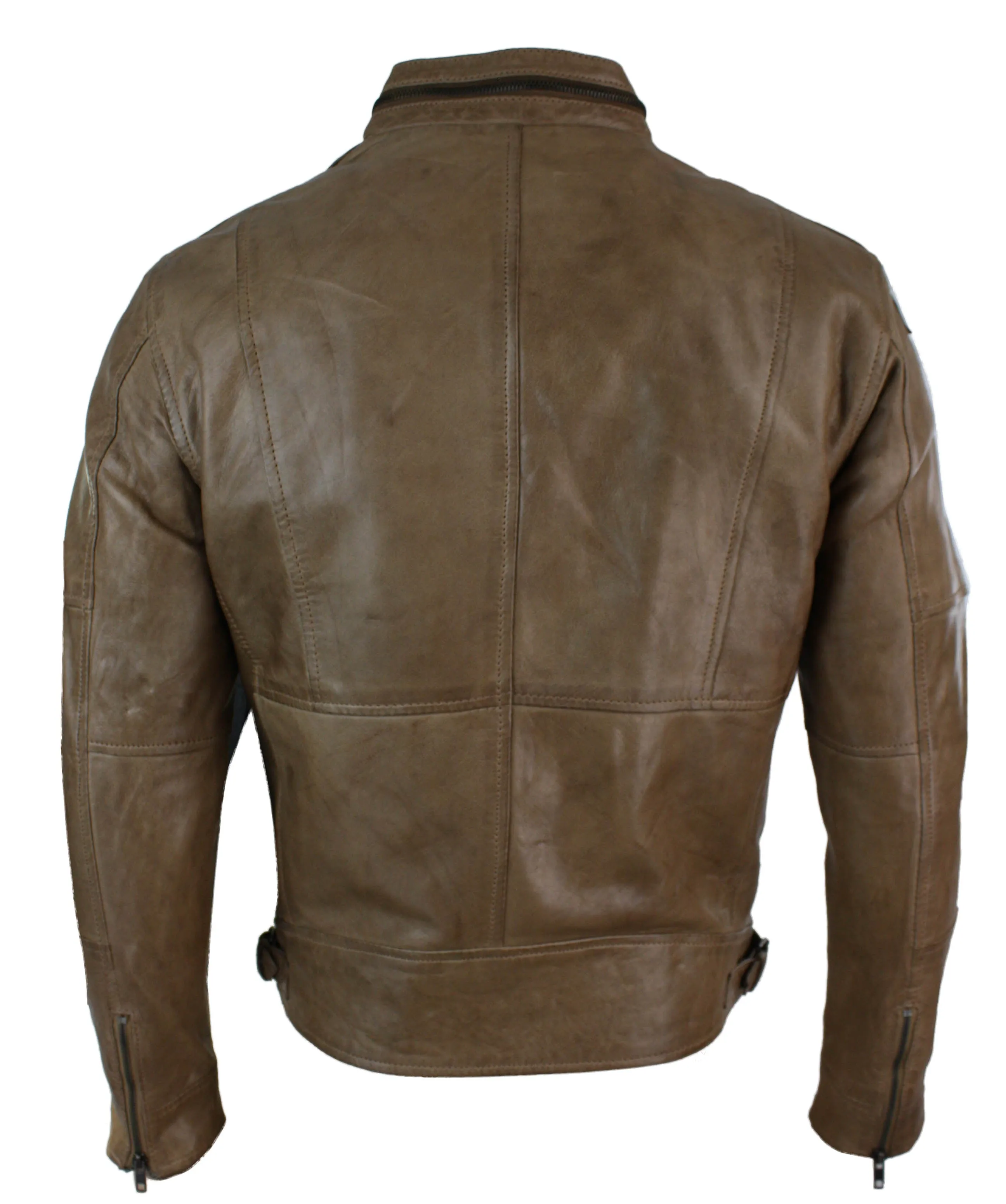 Biker Leather Jacket Olive