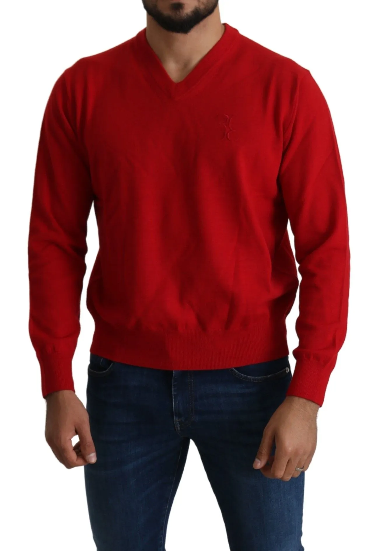 Billionaire Italian Couture  V-neck Wool Sweatshirt Pullover Men's Sweater