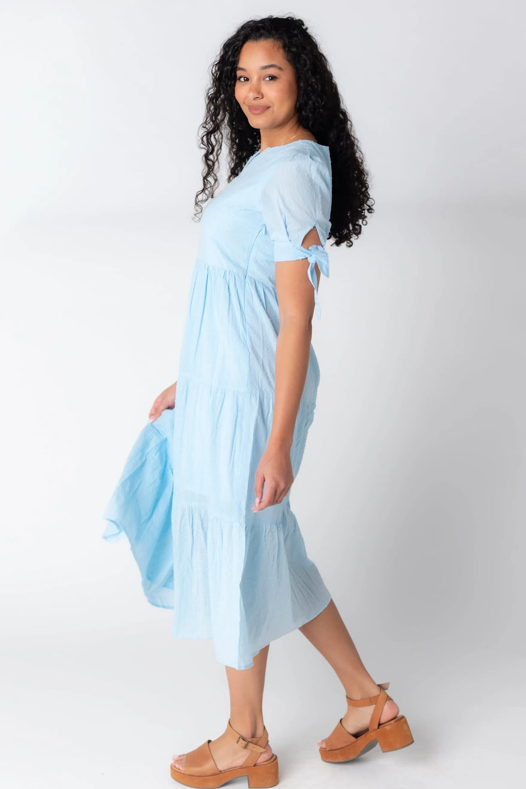 Brass & Roe Claire Tie-Sleeve Dress