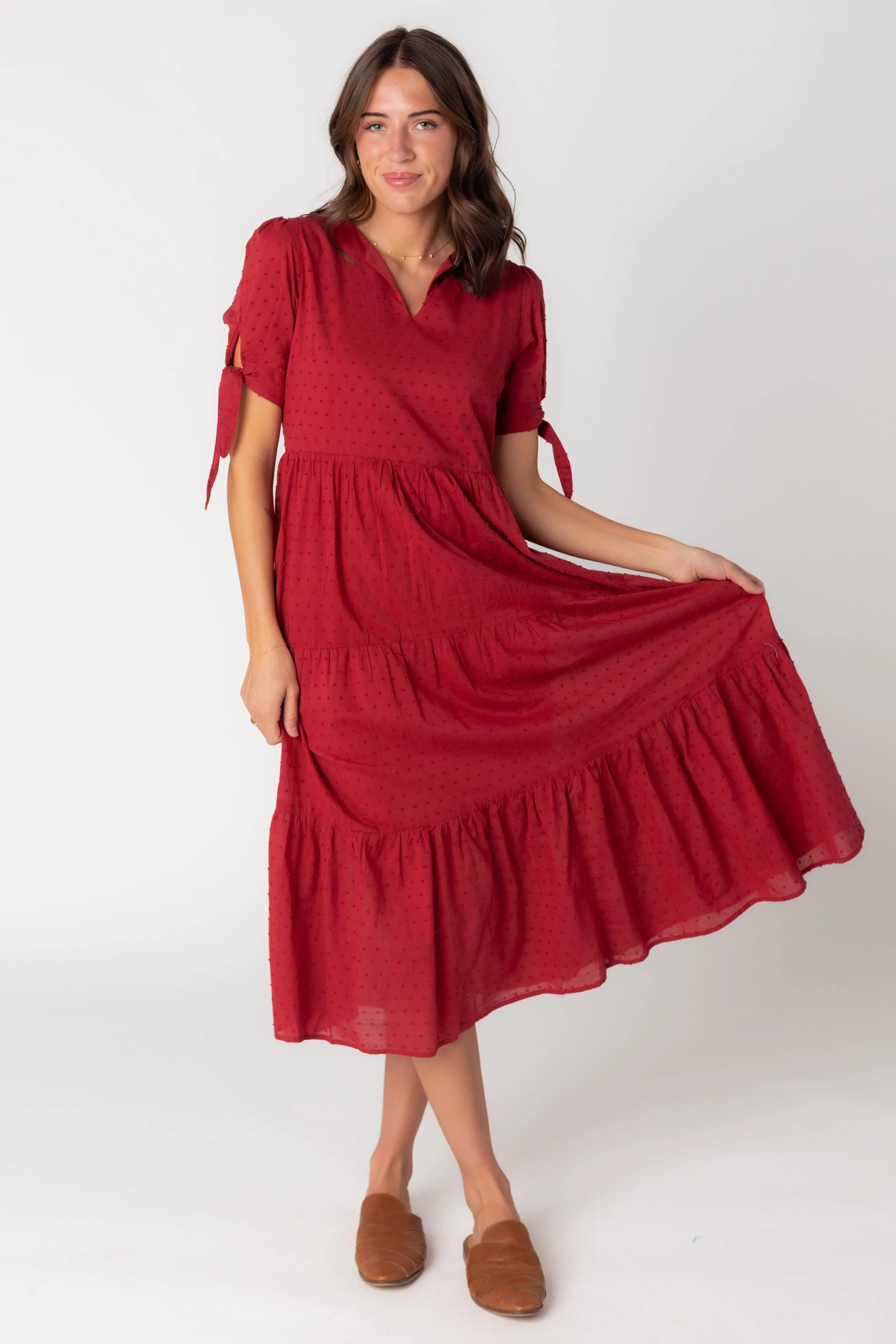 Brass & Roe Claire Tie-Sleeve Dress