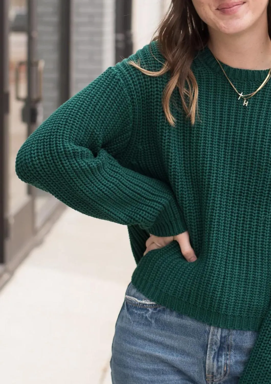 Brooke Pullover In Hunter Green