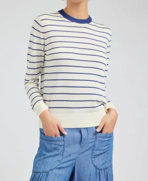 Calla Pullover Sweater In White/navy