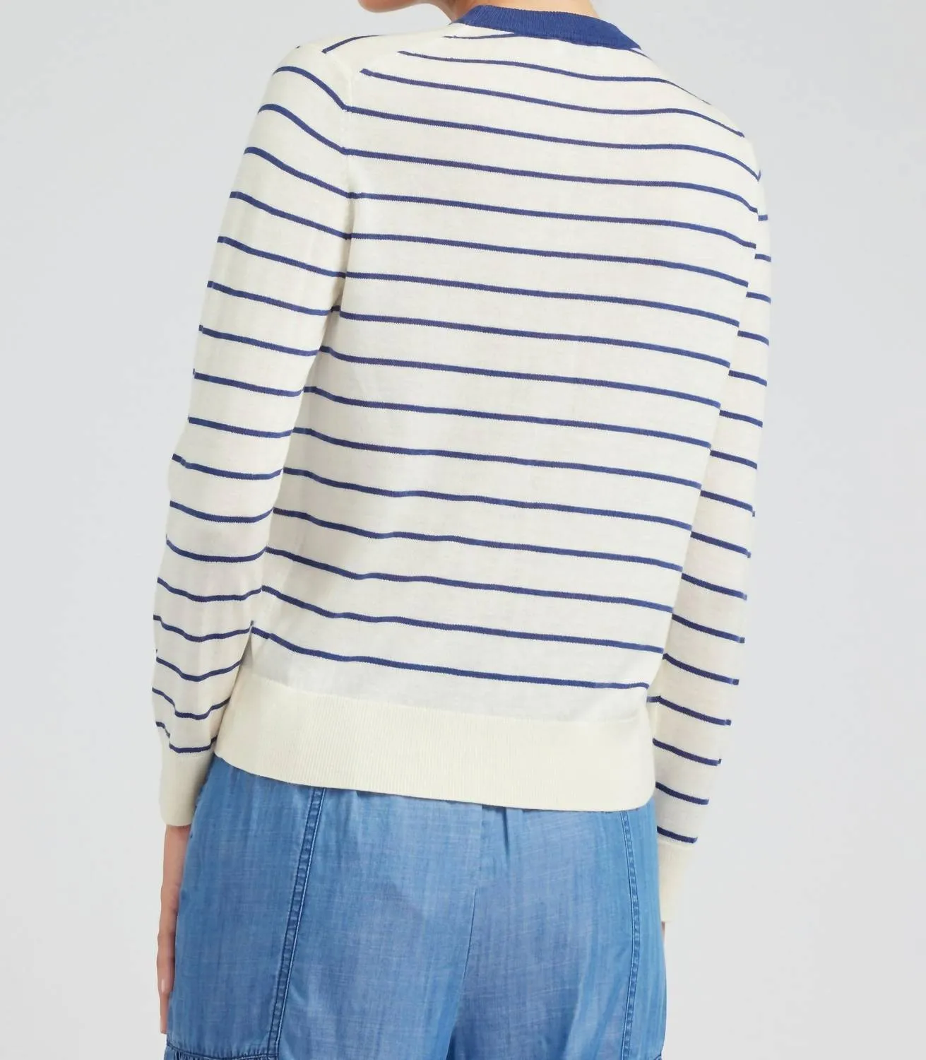 Calla Pullover Sweater In White/navy