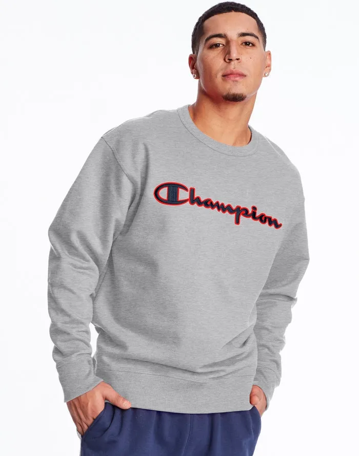 Champion Powerblend Crew Satin Stitch Logo