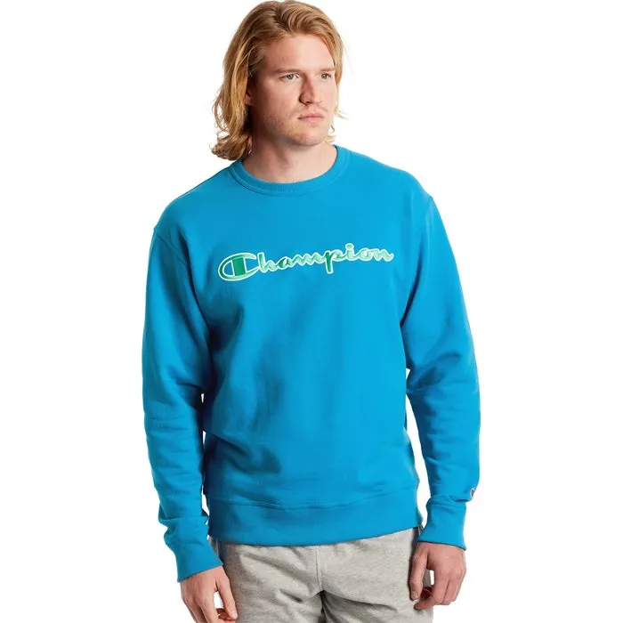 Champion Powerblend Crew Satin Stitch Logo