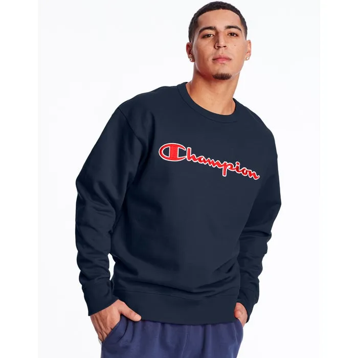 Champion Powerblend Crew Satin Stitch Logo