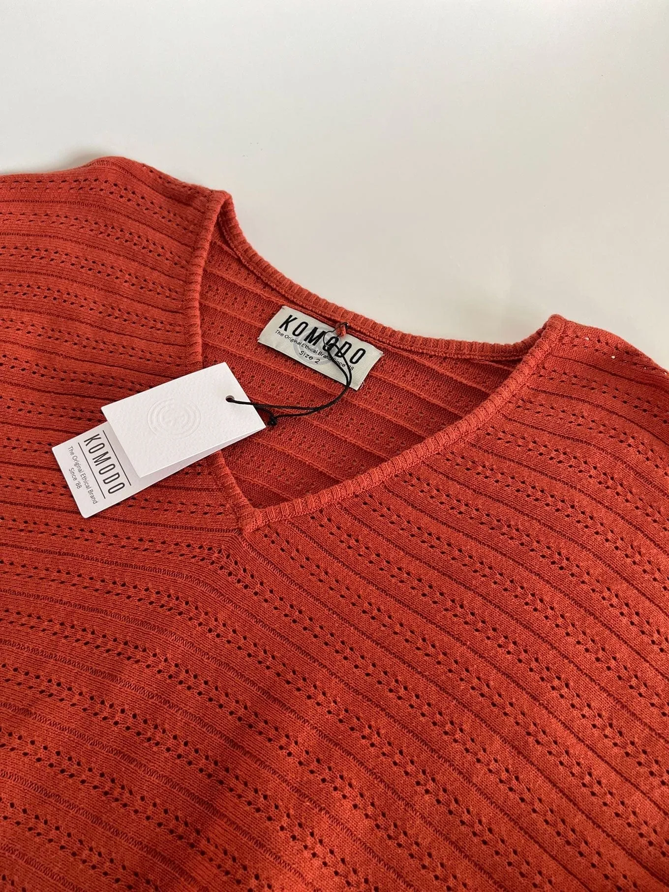 Clover Women's Pointelle Knit Organic Cotton Jumper | Clay