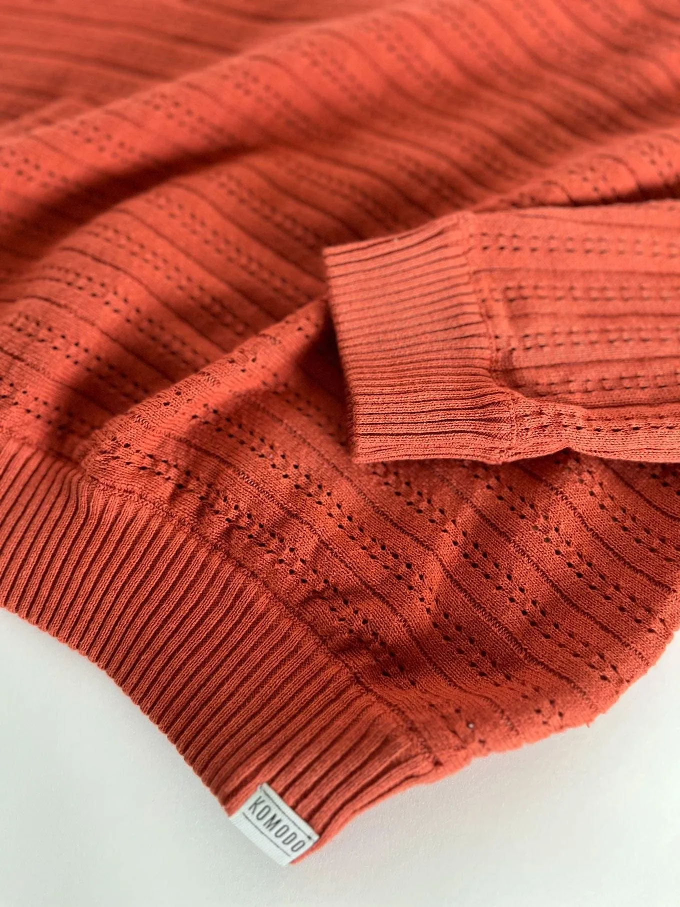 Clover Women's Pointelle Knit Organic Cotton Jumper | Clay
