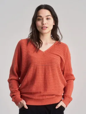 Clover Women's Pointelle Knit Organic Cotton Jumper | Clay