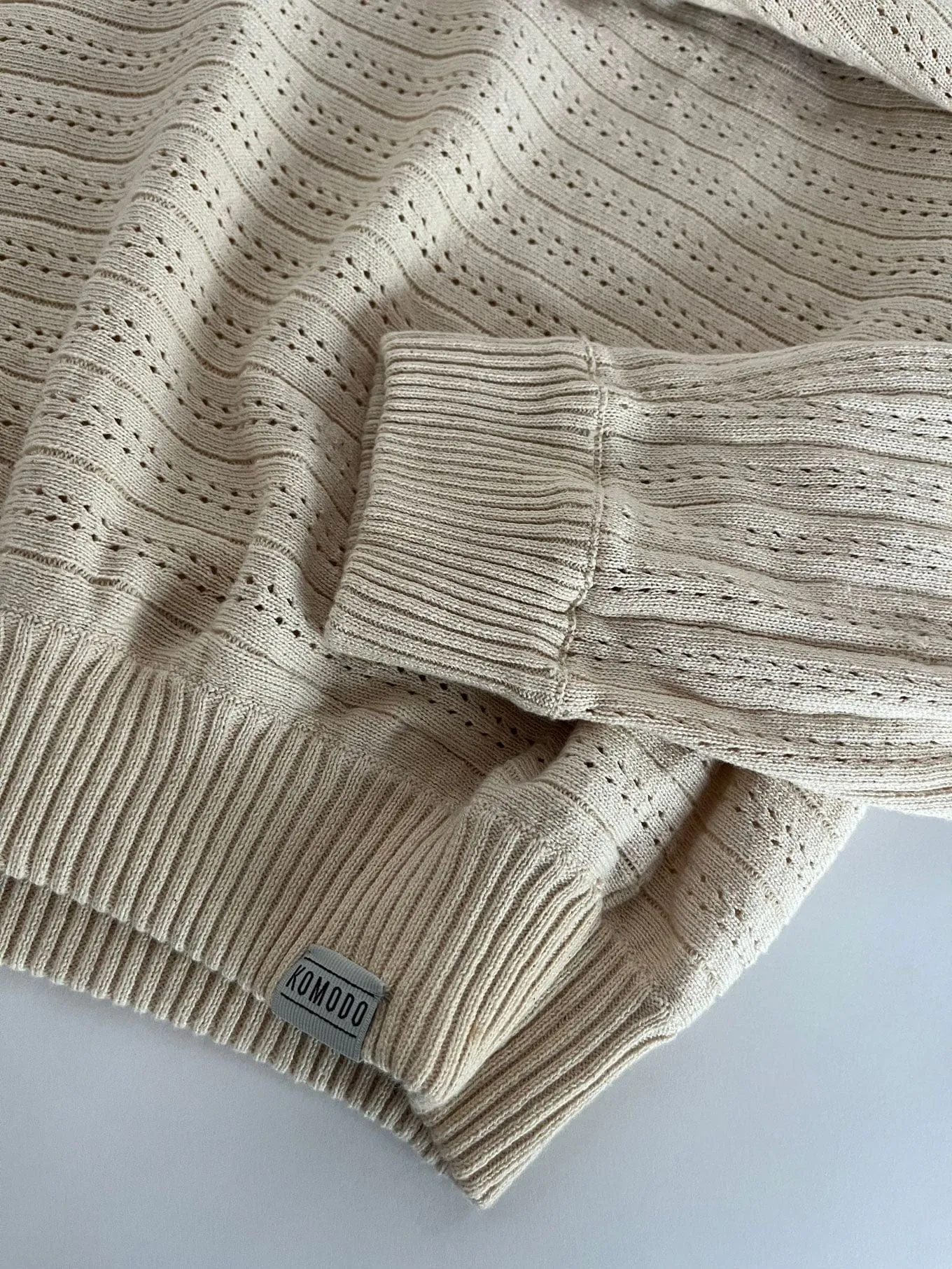 Clover Women's Pointelle Knit Organic Cotton Jumper | Cream