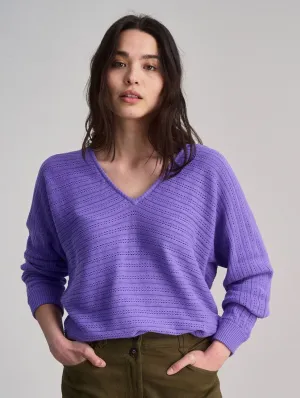 Clover Women's Pointelle Knit Organic Cotton Jumper | Lavender