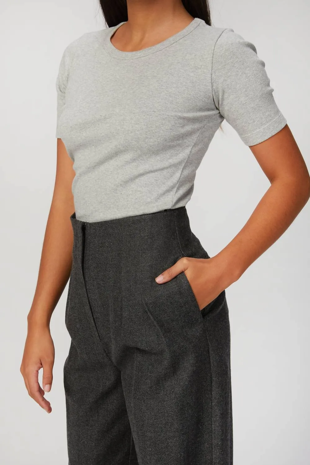 Clyde Herringbone Pants In Antracite
