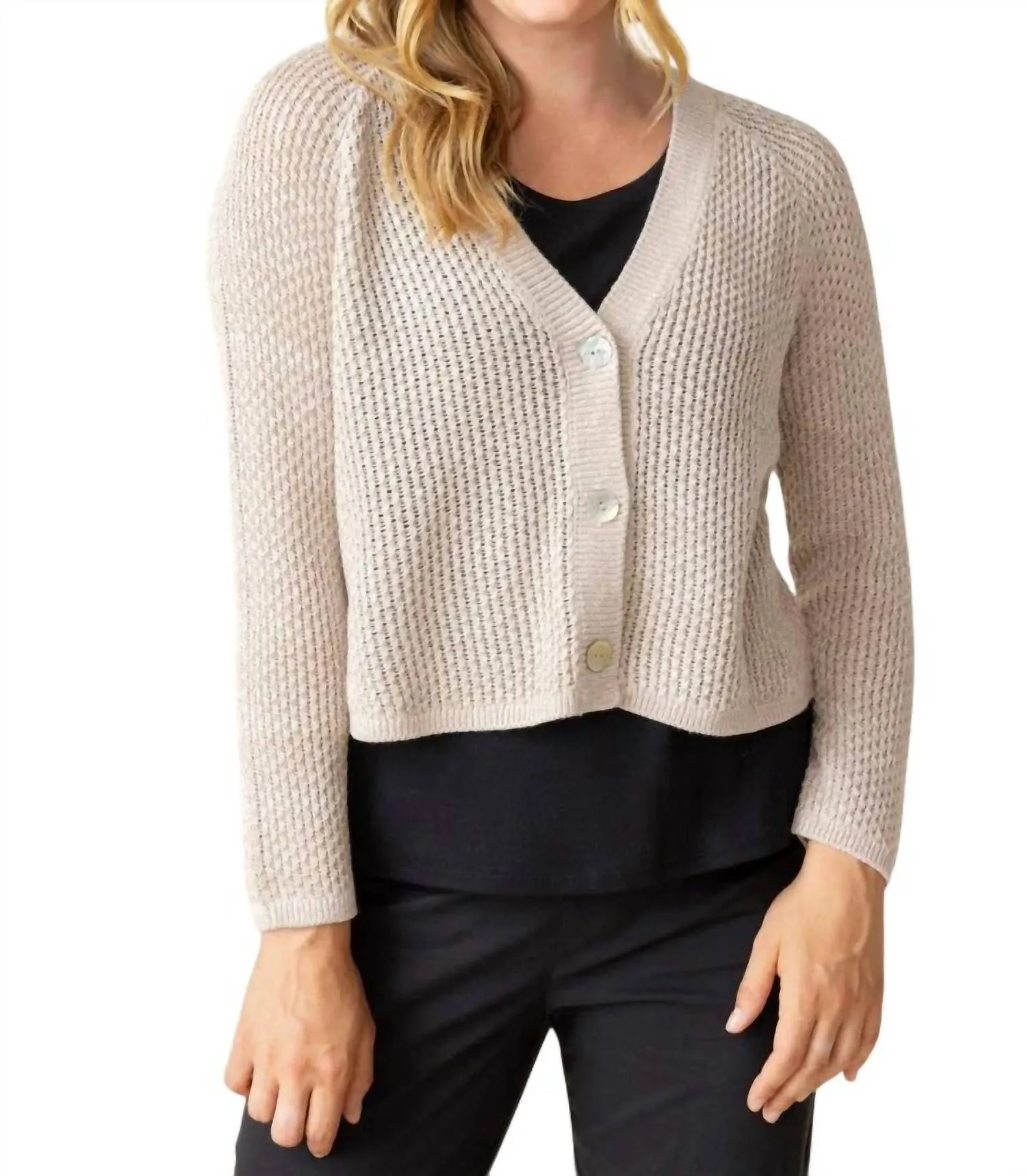 Coastal Crochet Cardigan In Oatmeal