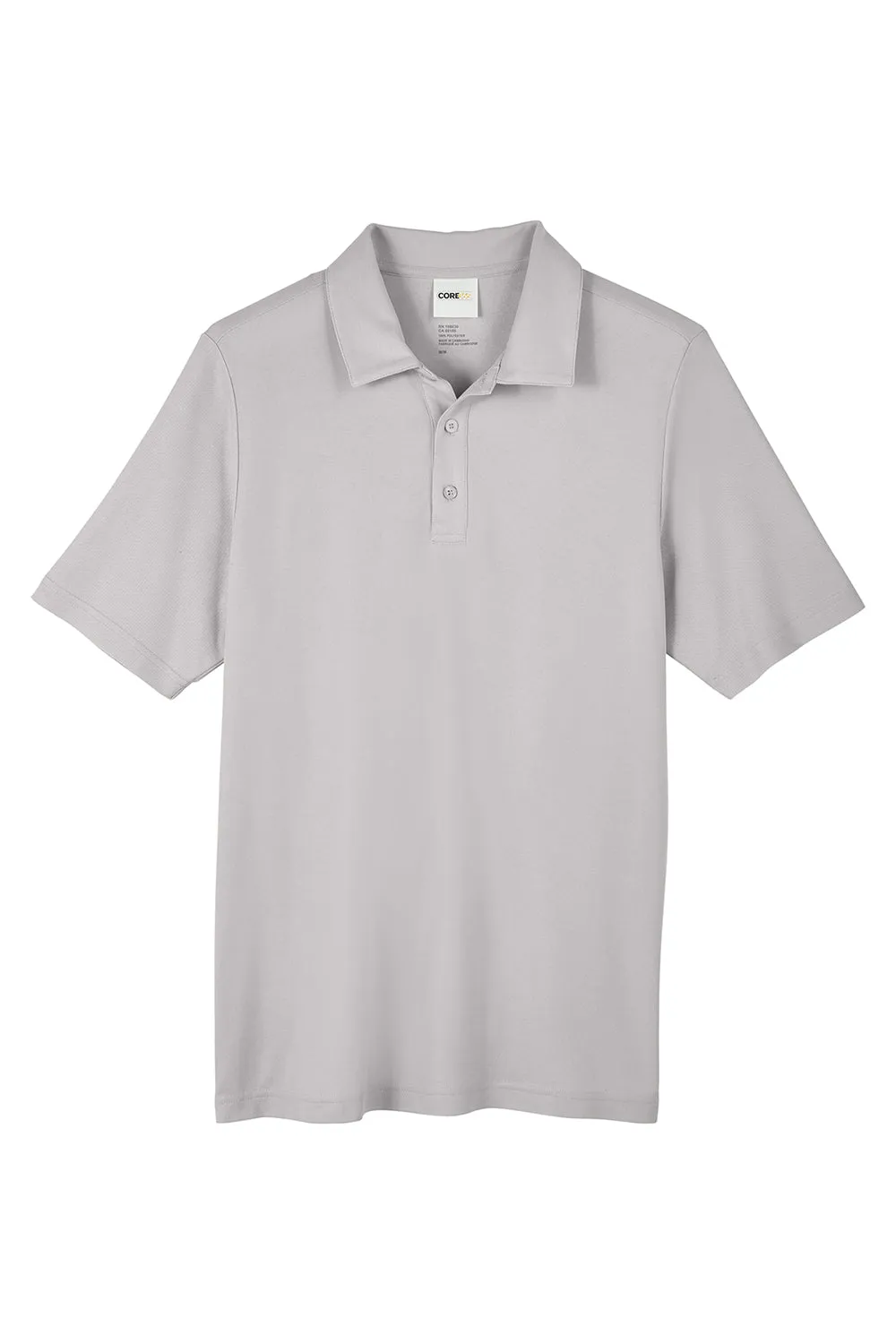 Core 365 Mens Fusion ChromaSoft Performance Moisture Wicking Short Sleeve Polo Shirt - Platinum Grey