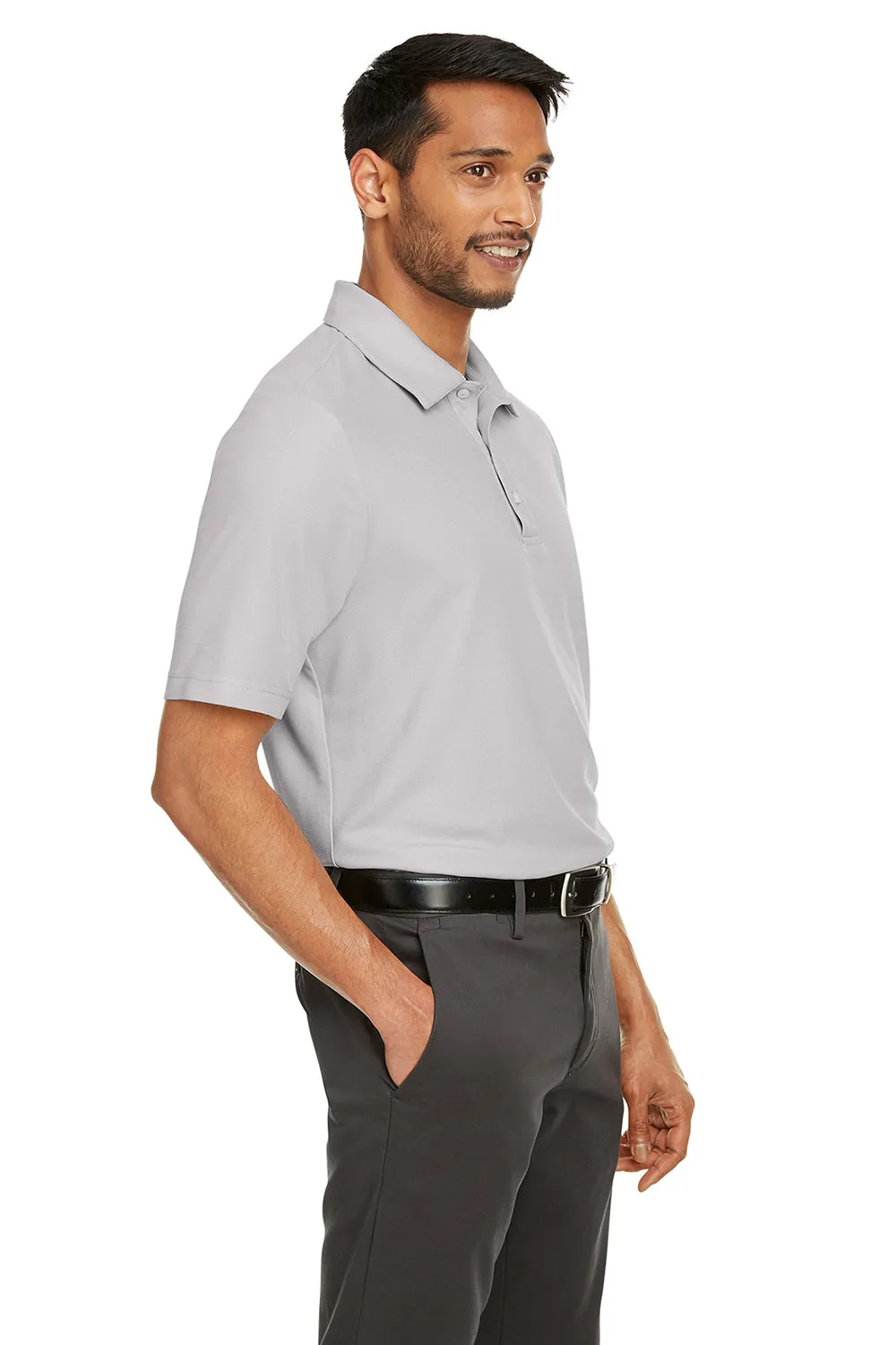 Core 365 Mens Fusion ChromaSoft Performance Moisture Wicking Short Sleeve Polo Shirt - Platinum Grey