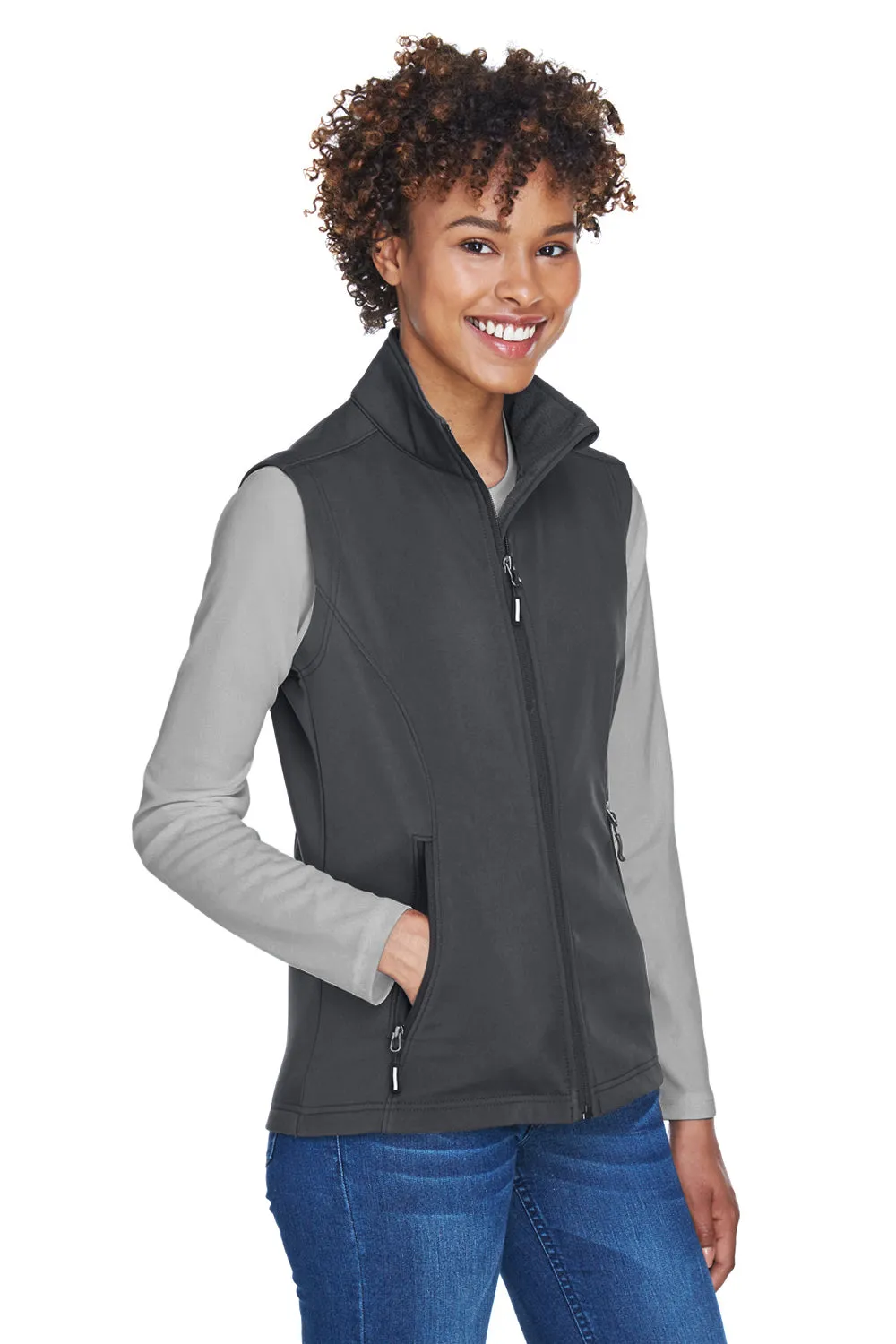 Core 365 Womens Cruise Water Resistant Full Zip Fleece Vest - Carbon Grey