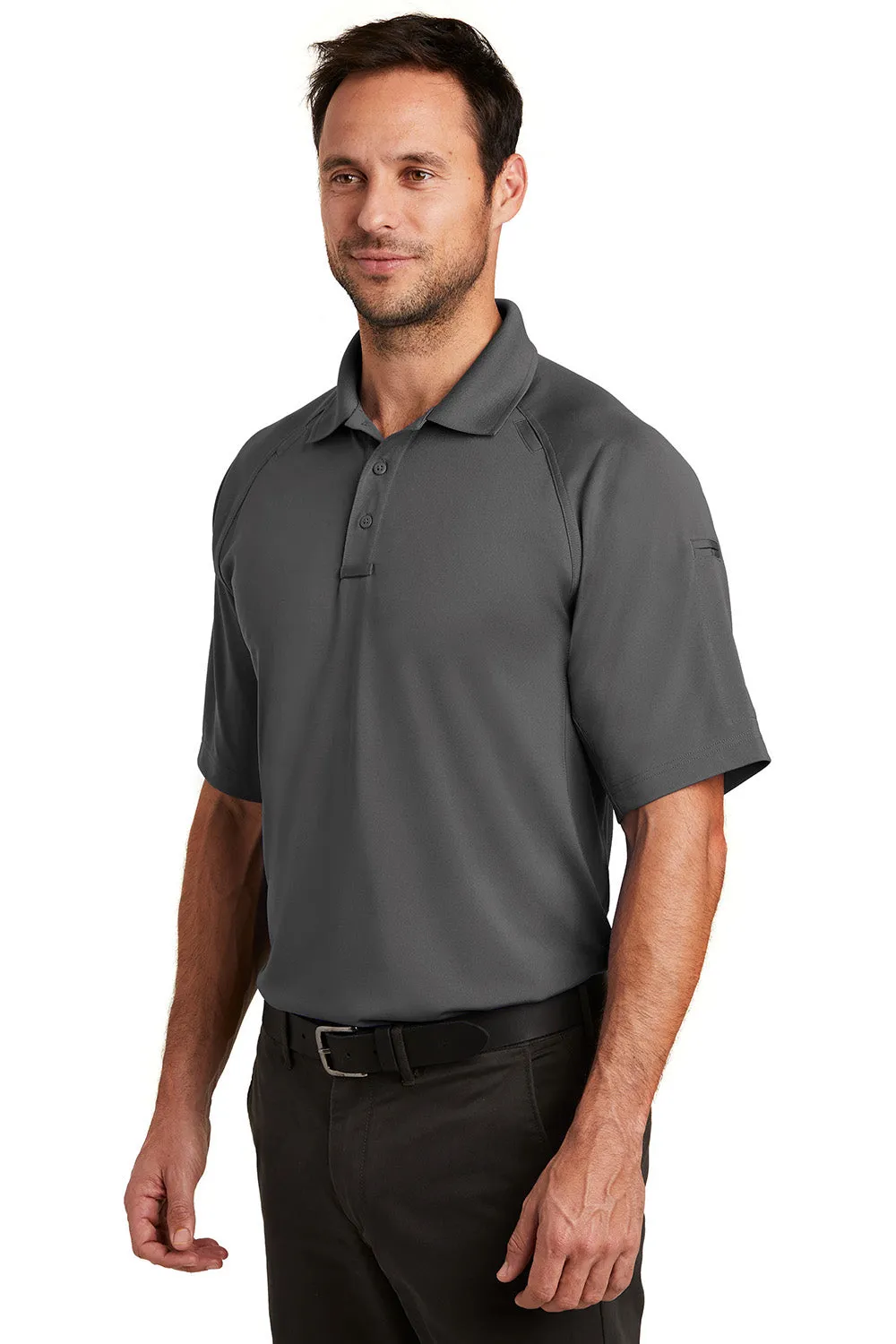 CornerStone Mens Select Tactical Moisture Wicking Short Sleeve Polo Shirt - Charcoal Grey
