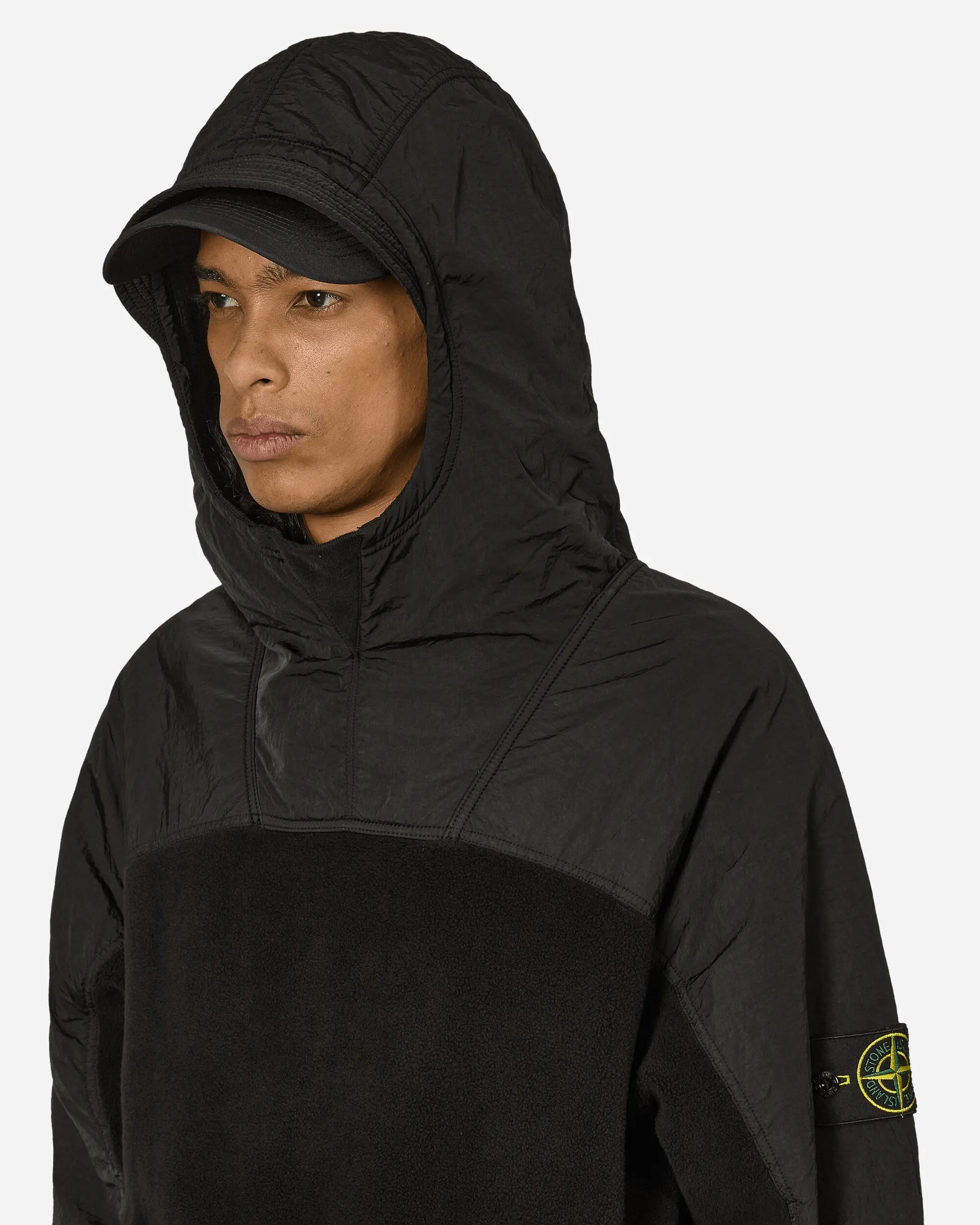 Cotton Pile Nylon-TC Hooded Sweatshirt Black