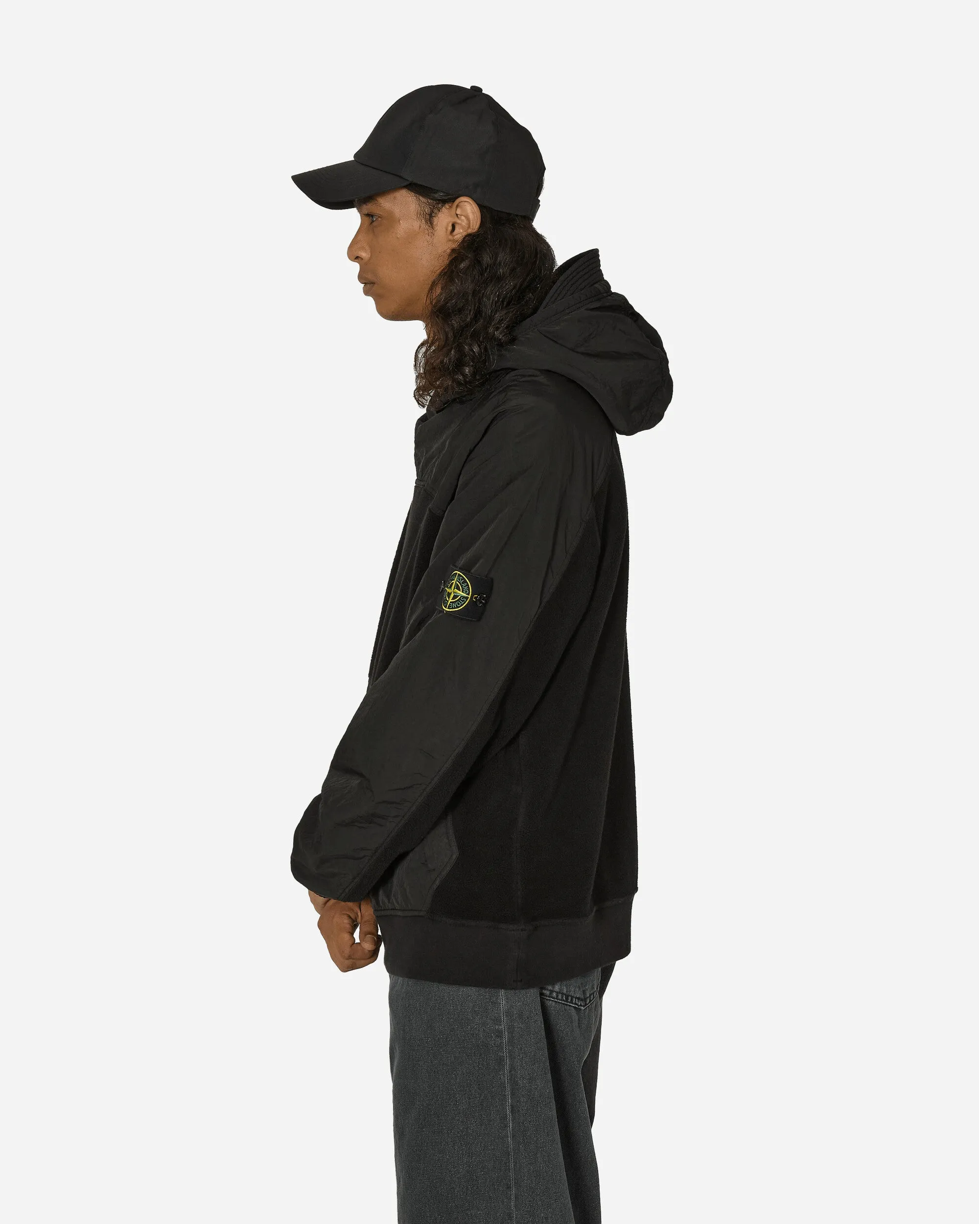 Cotton Pile Nylon-TC Hooded Sweatshirt Black