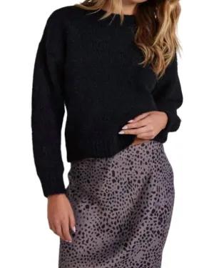 Cozy Drop Shoulder Sweater In Black