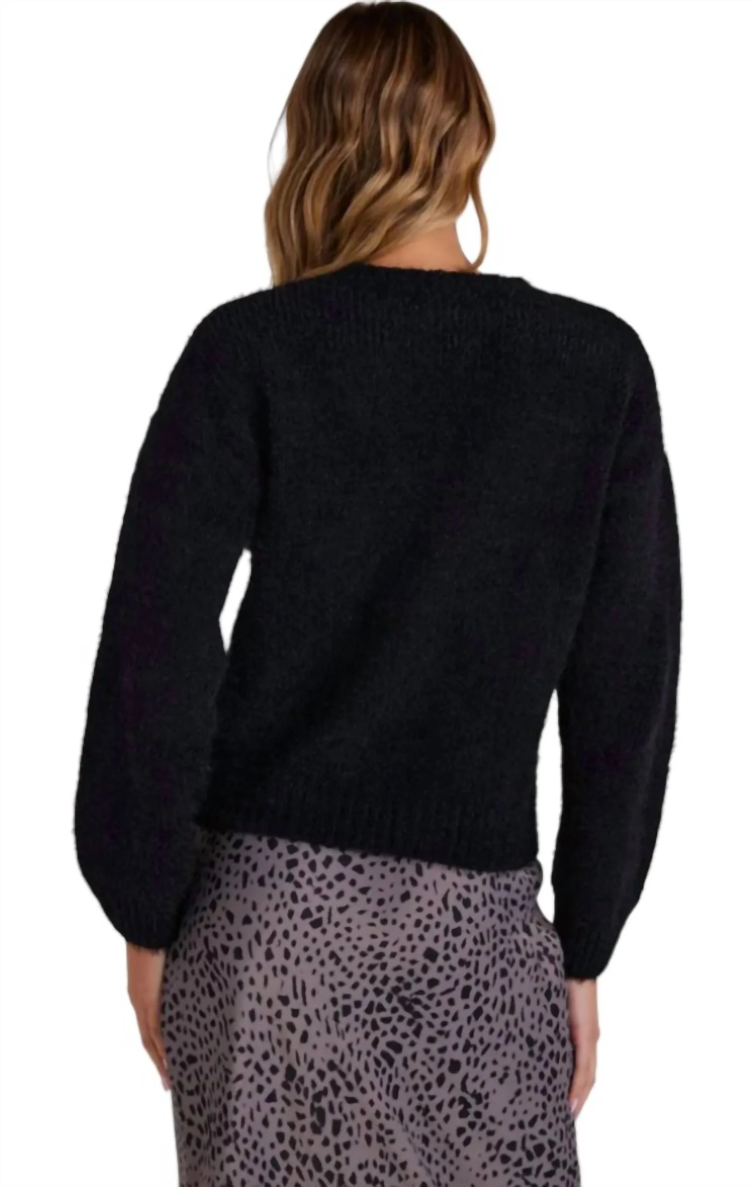 Cozy Drop Shoulder Sweater In Black