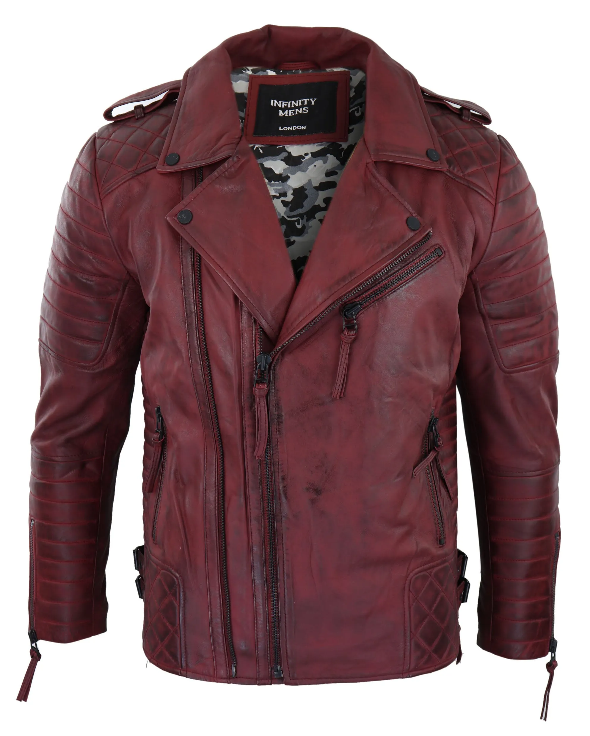 Cross Zip Biker Leather Jacket