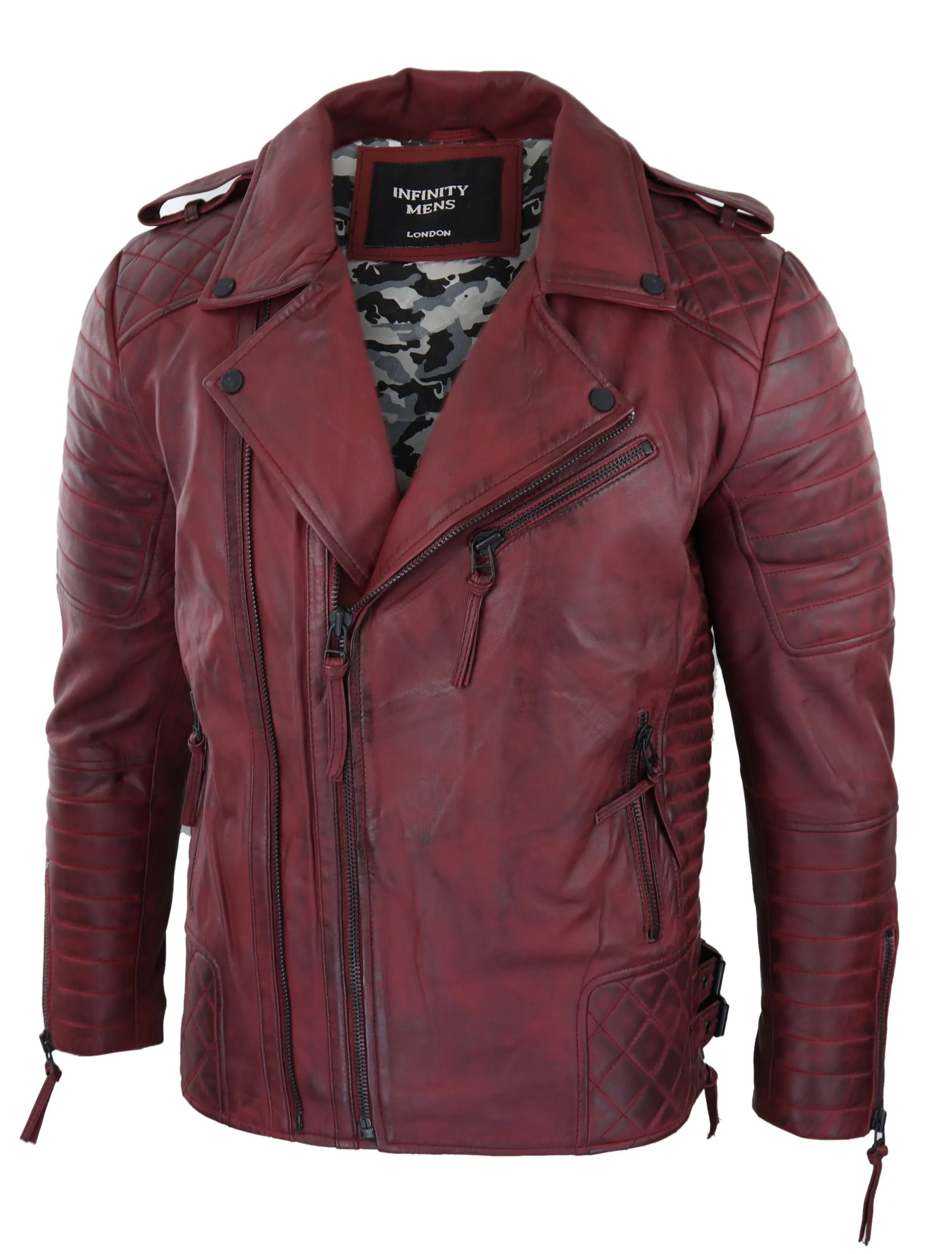 Cross Zip Biker Leather Jacket