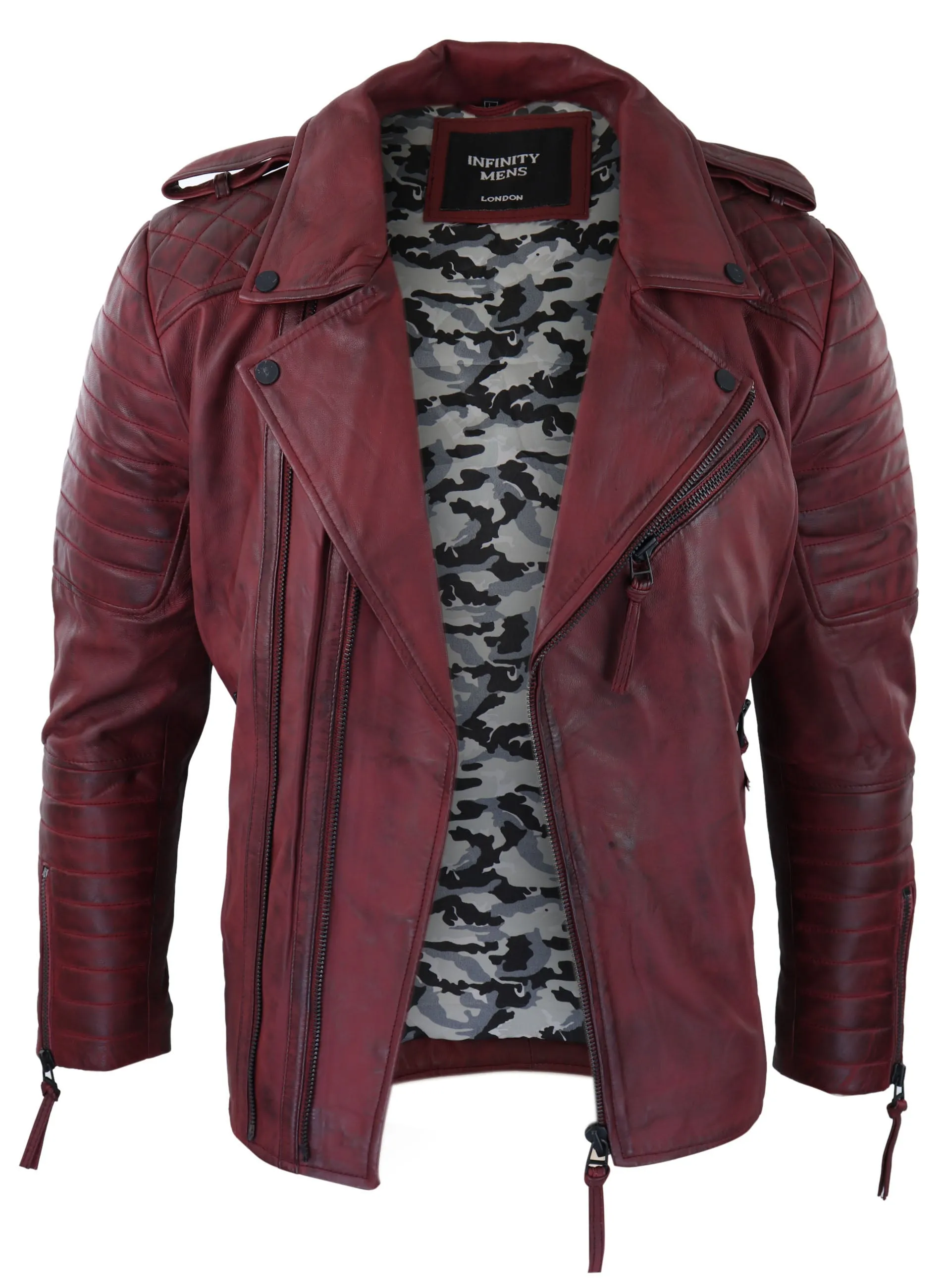 Cross Zip Biker Leather Jacket