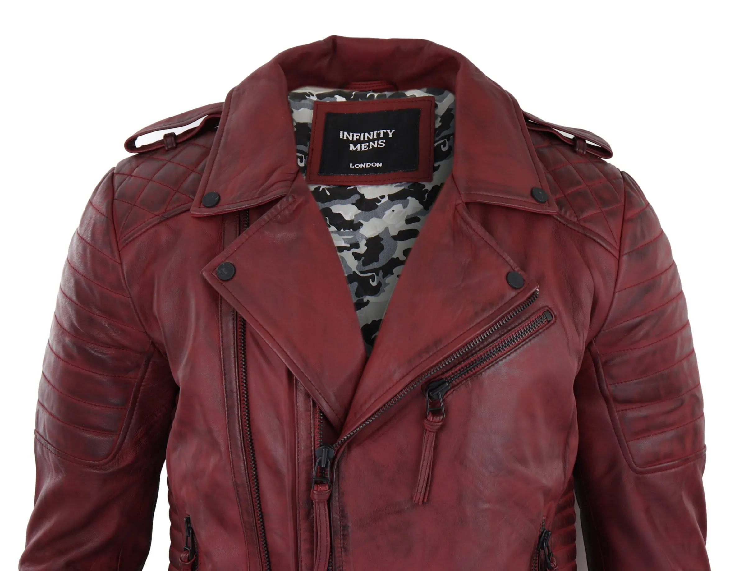 Cross Zip Biker Leather Jacket