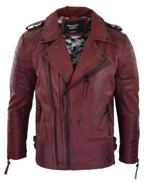 Cross Zip Biker Leather Jacket