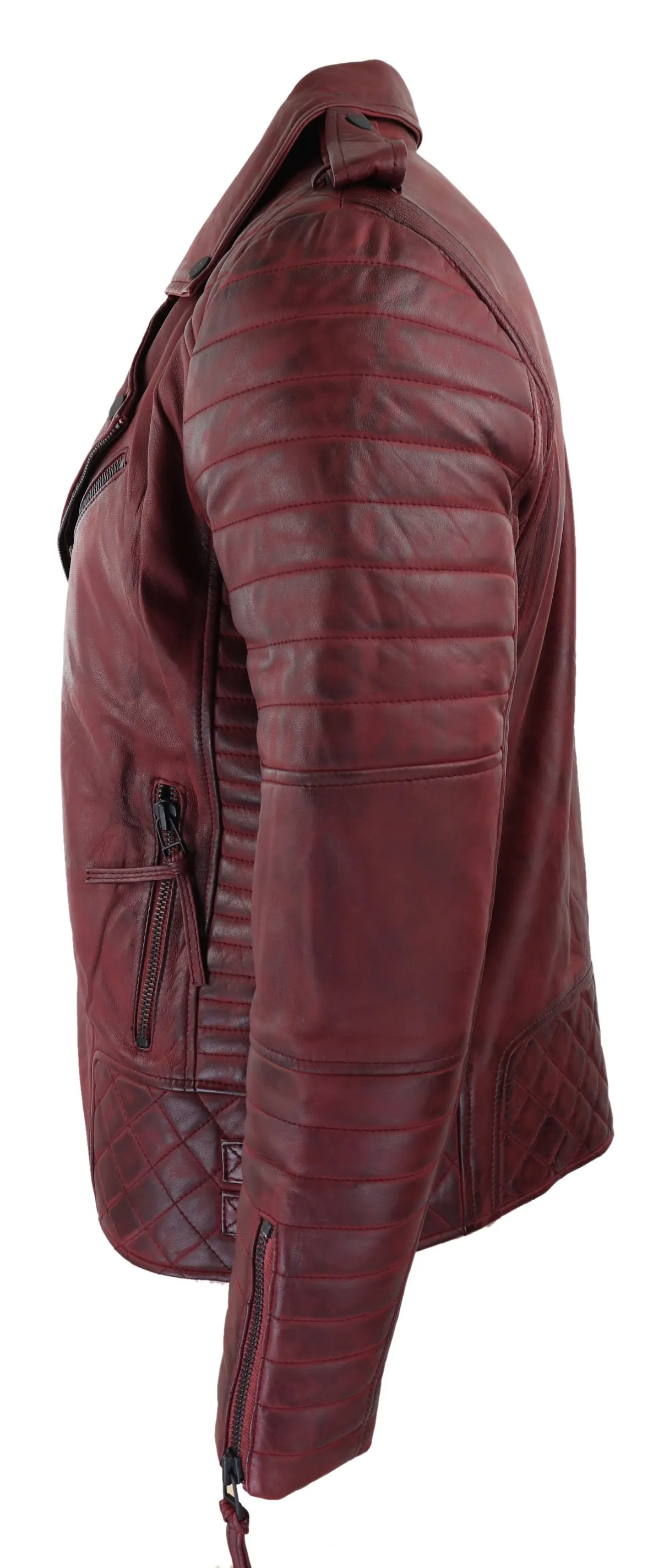 Cross Zip Biker Leather Jacket