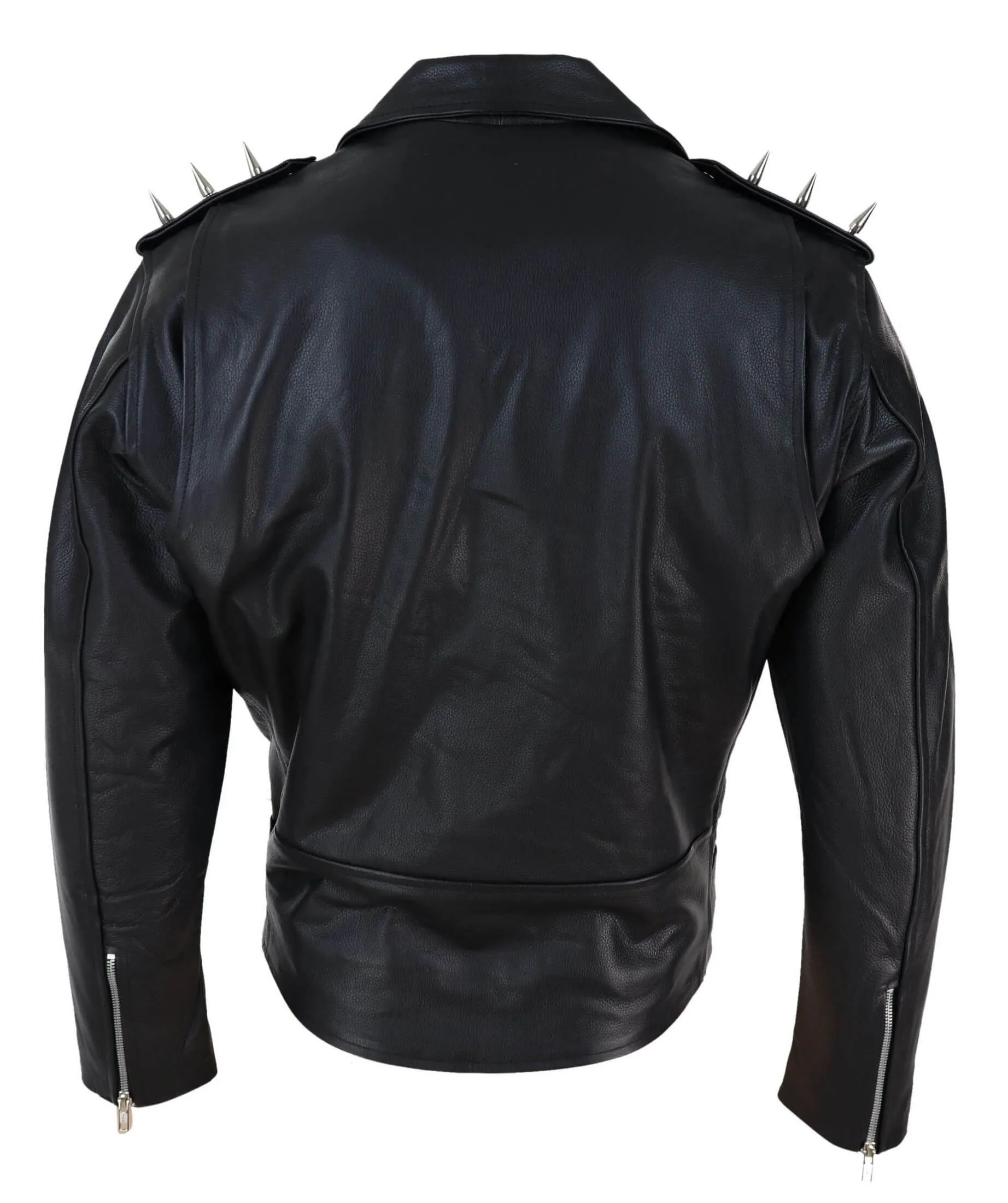 Cross Zip Biker Motorcycle Leather Jacket