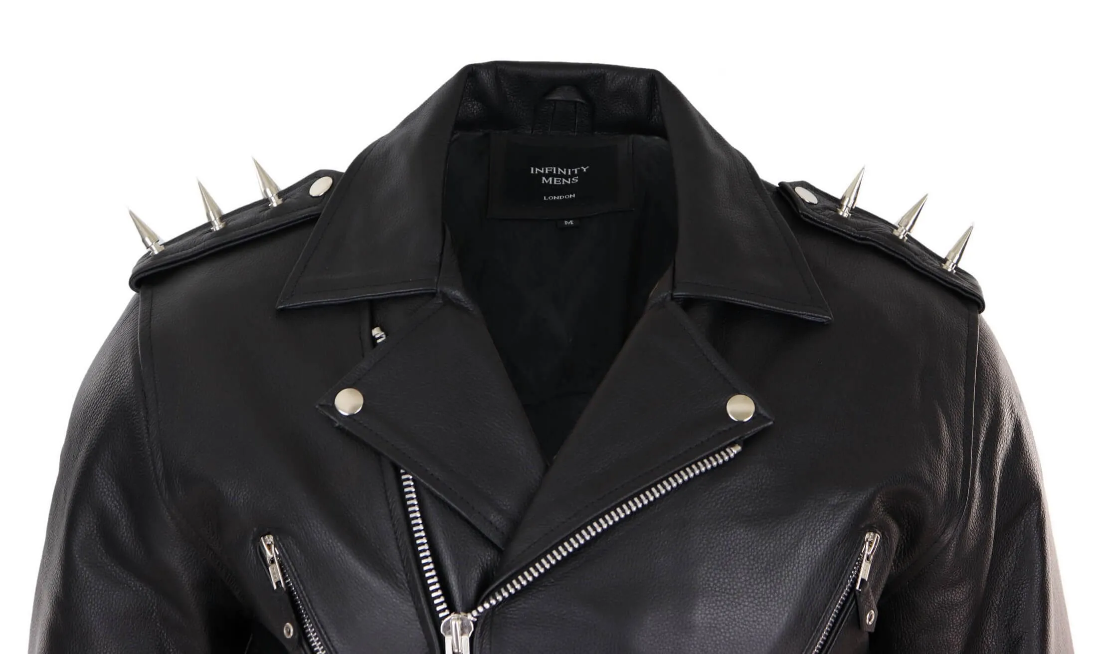 Cross Zip Biker Motorcycle Leather Jacket