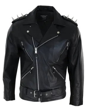 Cross Zip Biker Motorcycle Leather Jacket