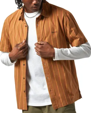 Cru Stripe S/S Woven Shirt - Washed Copper/Burnt Red/Sunset