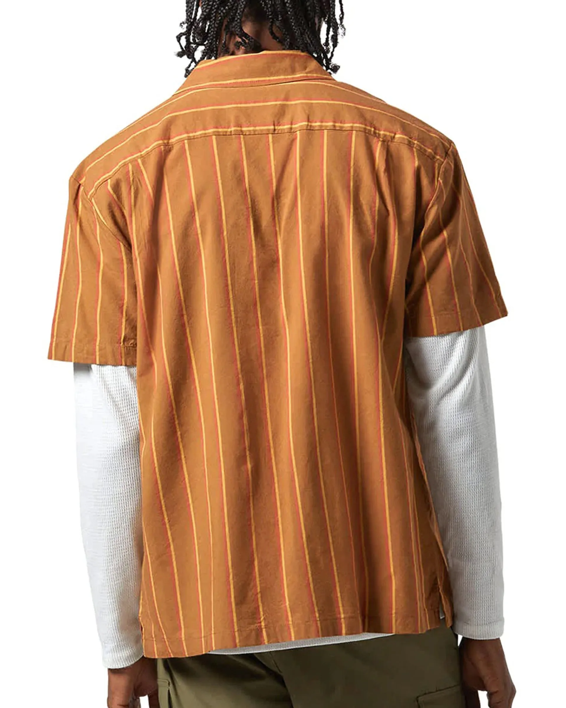 Cru Stripe S/S Woven Shirt - Washed Copper/Burnt Red/Sunset